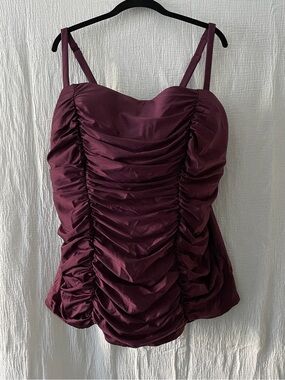 Swimsuits For All Ruched Satin Camisole - Plum